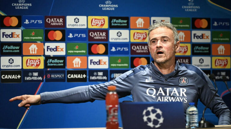 Luis Enrique i Joao Neves po remisie z Monaco